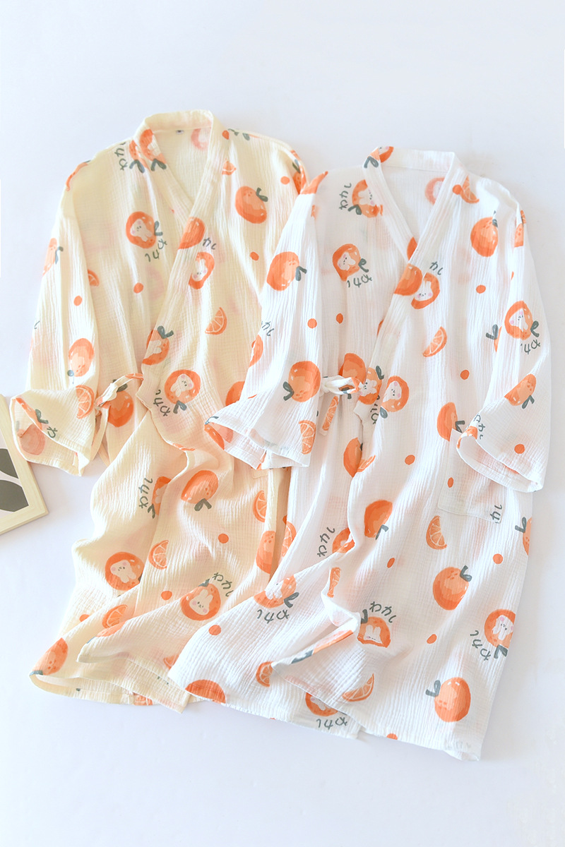 Summer Cotton Gauze Kimono Spring And Autumn Thin Summer Bathrobe Pajamas