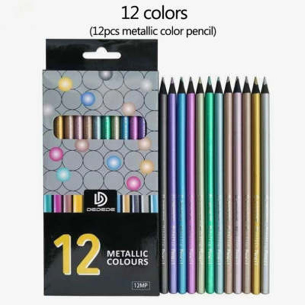 Title 1, 12 Color Metallic Marking Pen Black Wood Colore...