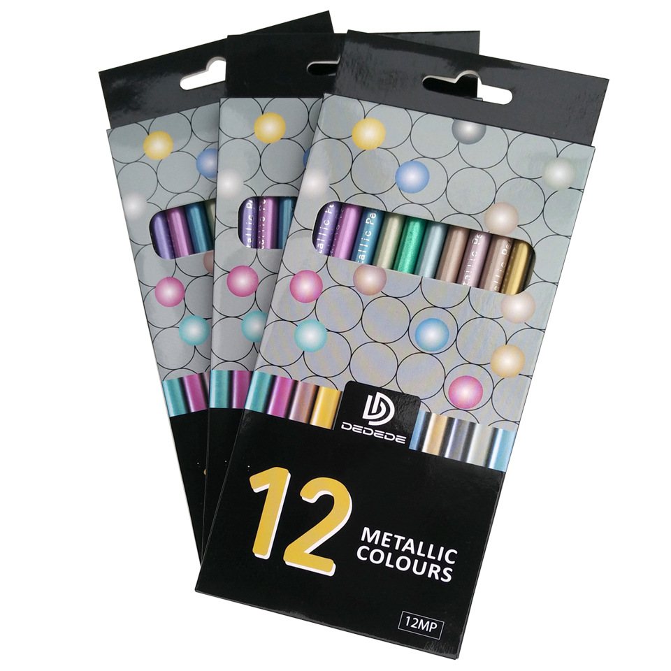 Title 2, 12 Color Metallic Marking Pen Black Wood Colore...