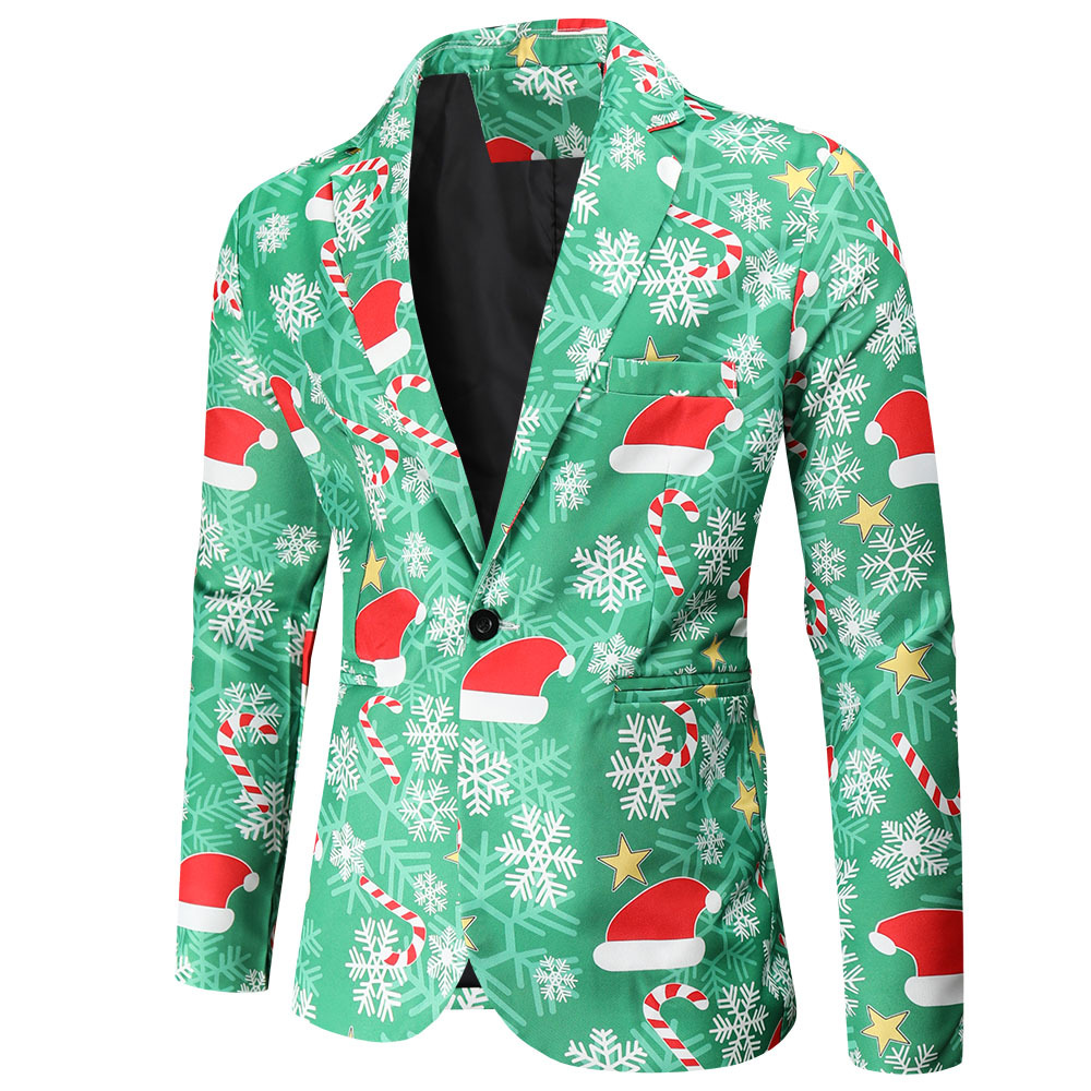 Men's Christmas Printing Casual Suit Jacket