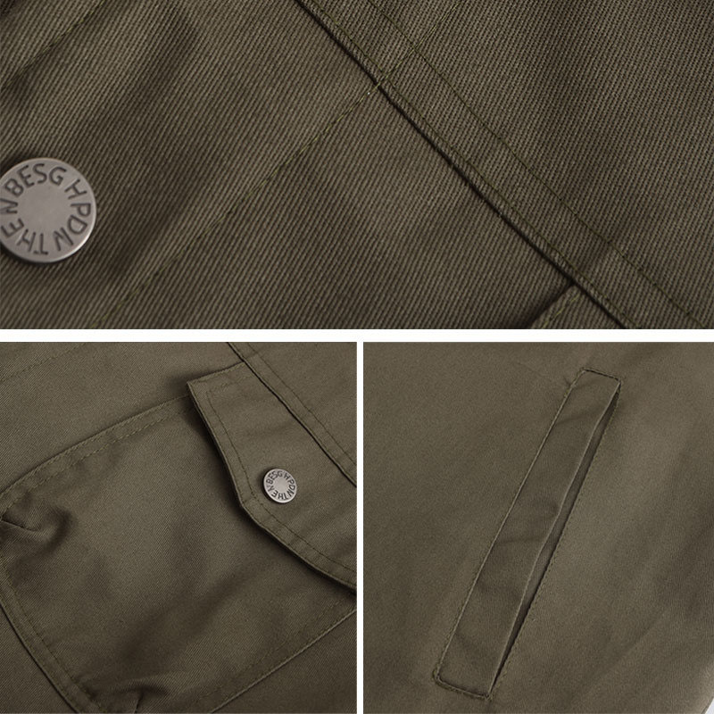 Men's Coat Winter Warm Workwear Coat Multi-pocket Casual Thickening Coat Solid Color Retro Lamb Wool