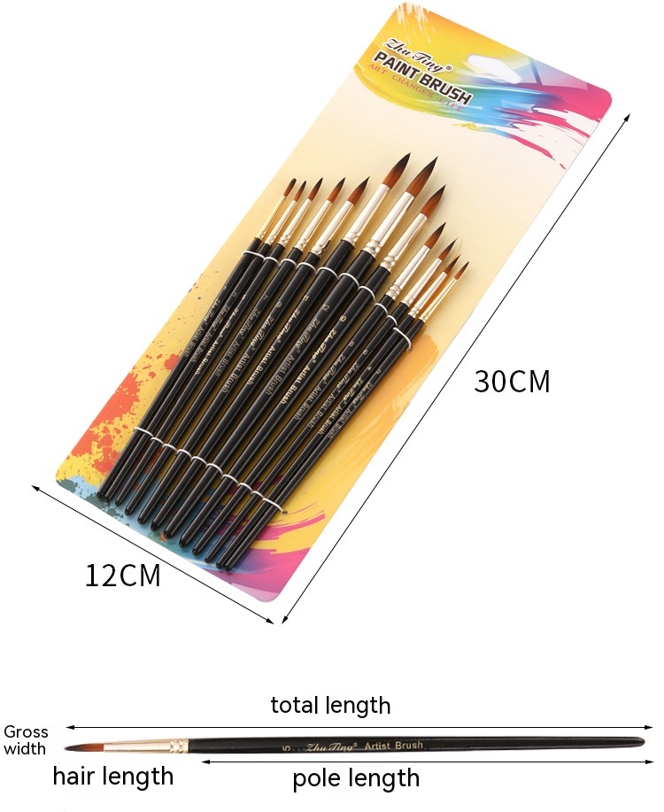 Title 2, Black Rod Painting Writing Brush Two-color Nylo...