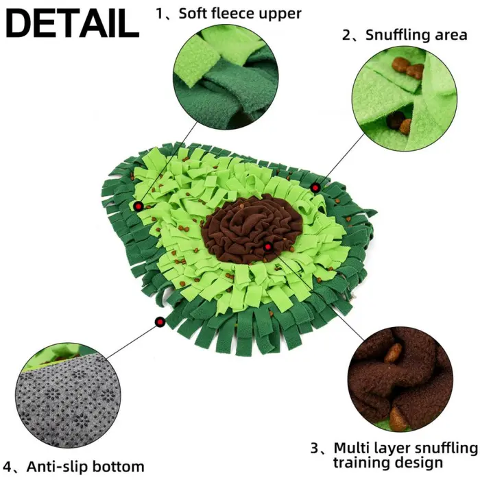 Dog Snuffle Mat, Fleece Sniffing and Foraging Feeding Mat for Slow Eating and Play - detail photo 2