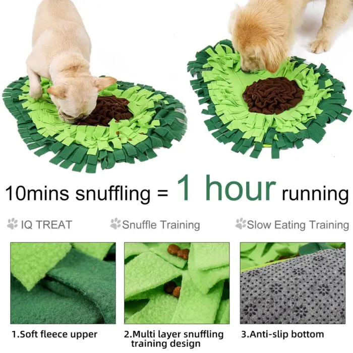 Dog Snuffle Mat, Fleece Sniffing and Foraging Feeding Mat for Slow Eating and Play - detail photo 4