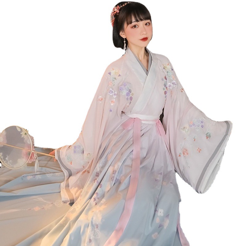 Women’s Cross Collar Printed Embroidery Jacket And Dress Chinese Traditional