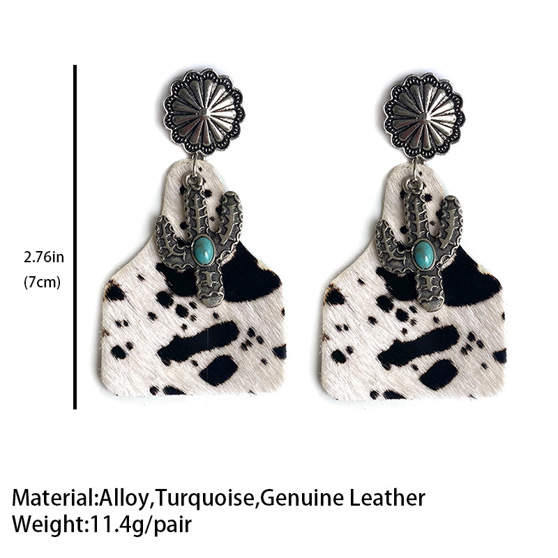 Animal Pattern Genuine Leather Ornament Bohemian Fashion Earrings