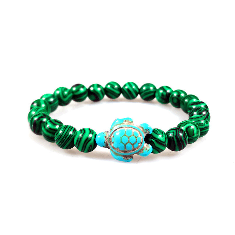 Fashion Turtle Elastic String Stone Couple Bracelet