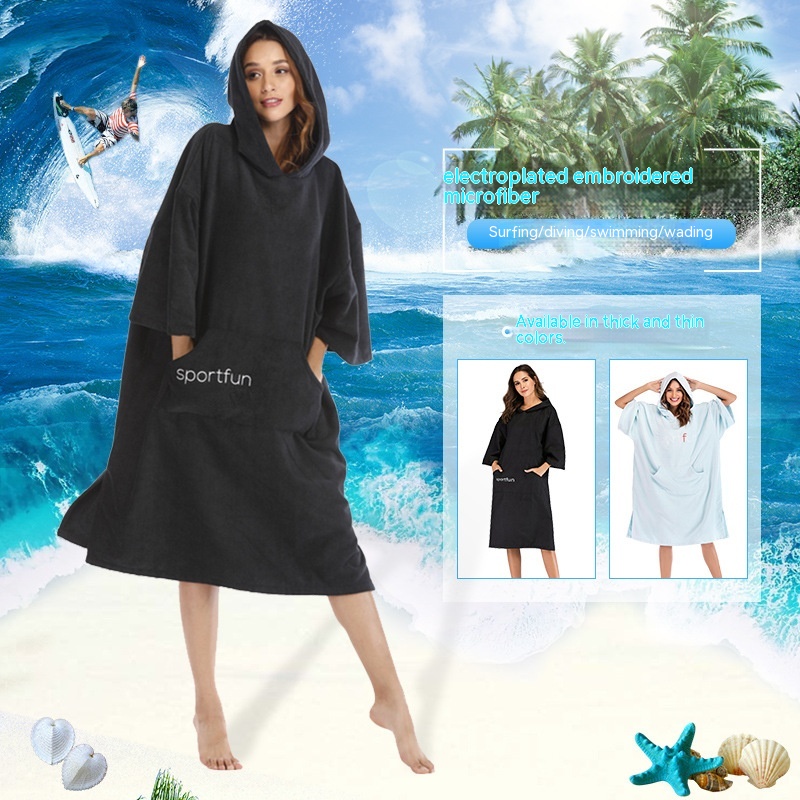 Swimming Beach Cloak Changing Robe Windbreaker Microfiber Thick Cloak Swimsuit Changing Robe