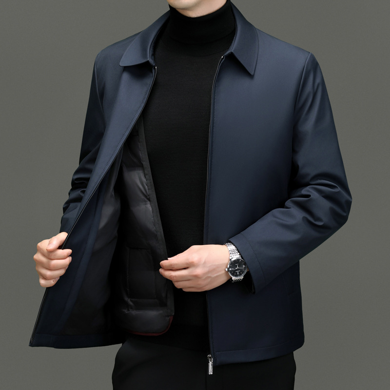 Men's Goose Down Jacket Winter New Polo Collar Dad Wear — foto 14