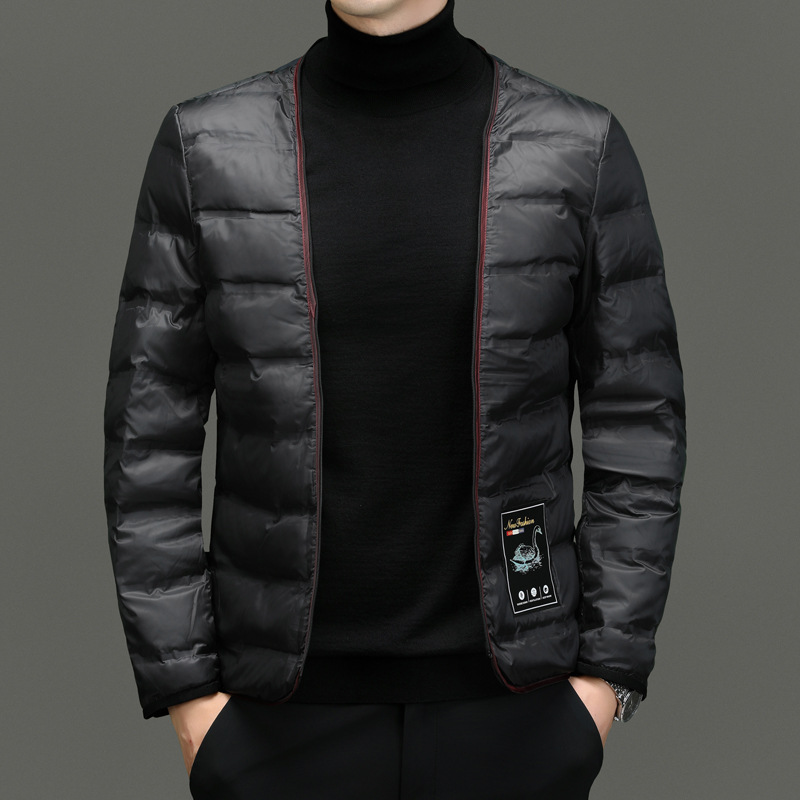 Men's Goose Down Jacket Winter New Polo Collar Dad Wear — foto 3