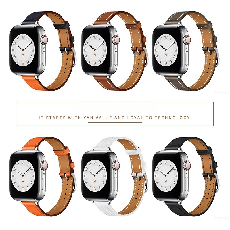 Single Ring Strap Small Waist Slim Fit Cow Leather Watch Strap - Image 15