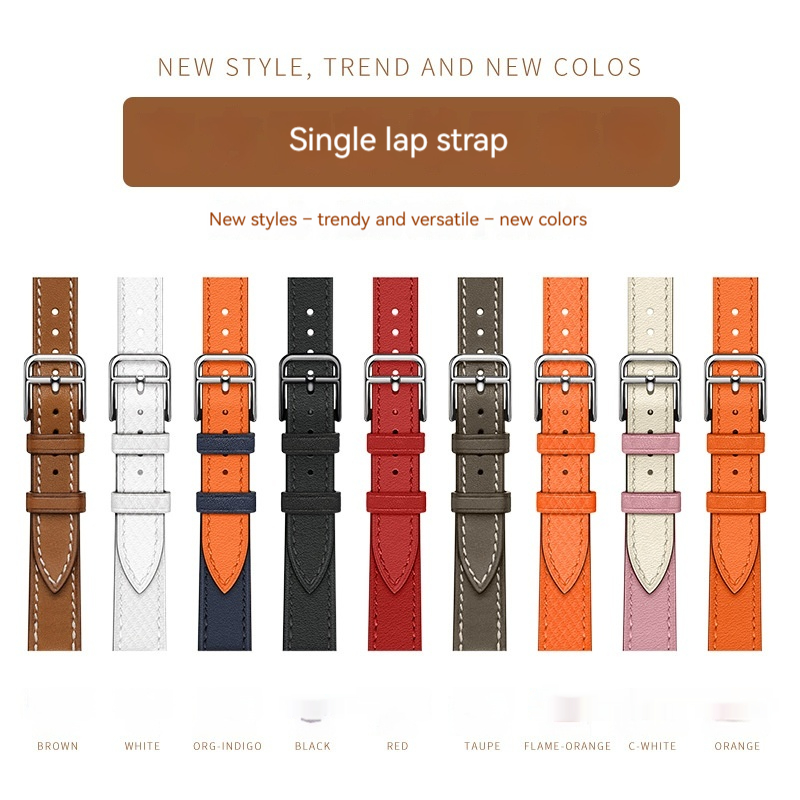 Single Ring Strap Small Waist Slim Fit Cow Leather Watch Strap - Image 20