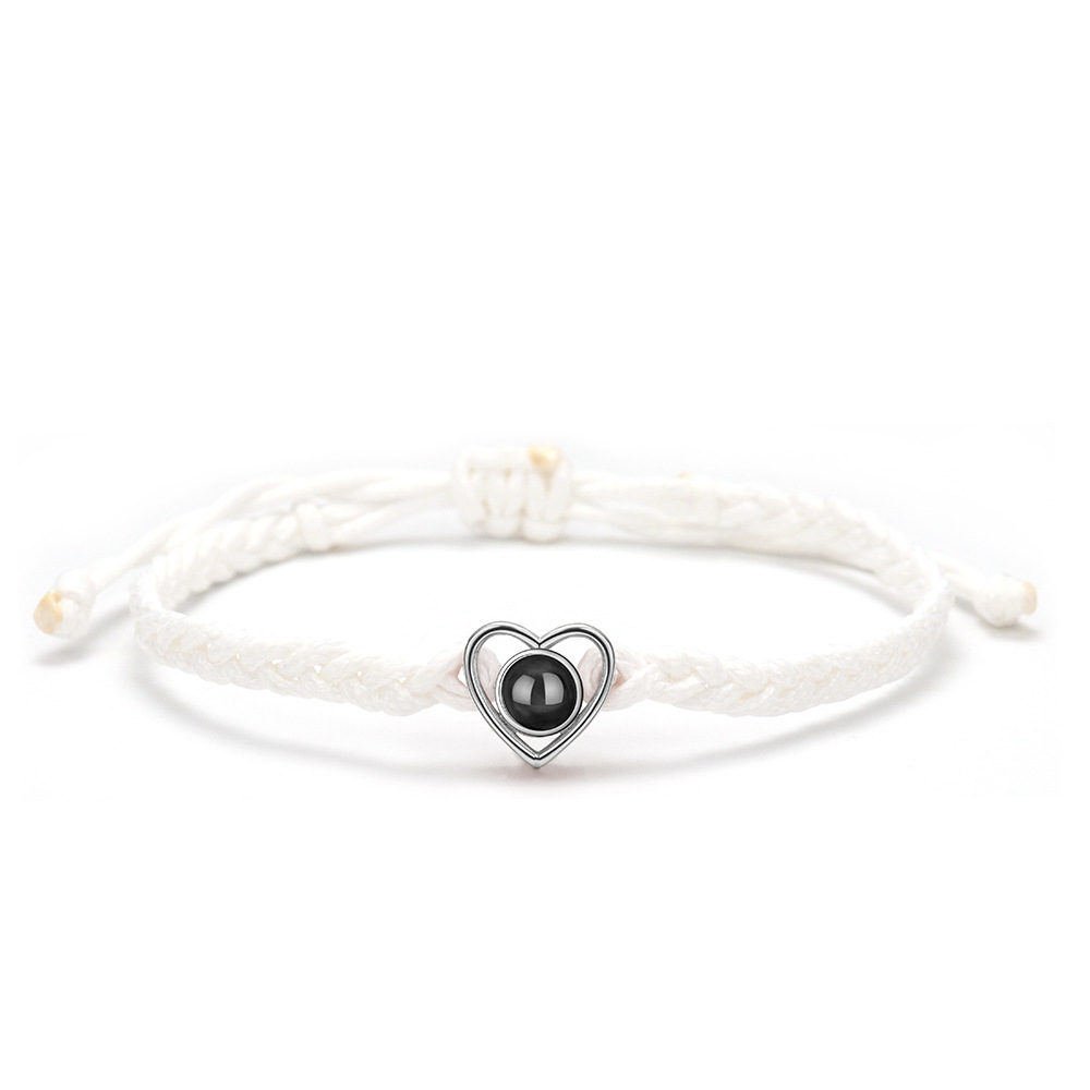 S925 Sterling Silver 100 Languages Projection Woven Hand Strap Memory Of Love