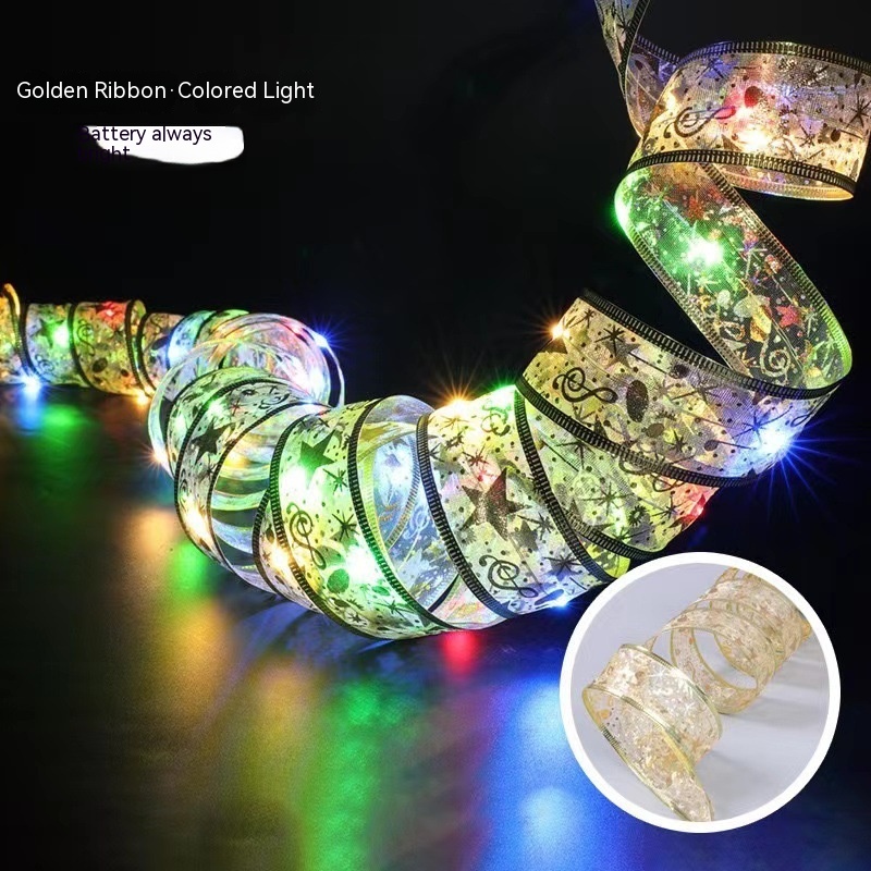 Title 2, LED Copper Wire Satin Christmas Ribbon Christma...