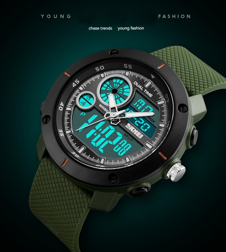 Waterproof Double Display Watch Outdoor Sports Student Double Time Calendar Chronograph Electronic Watch