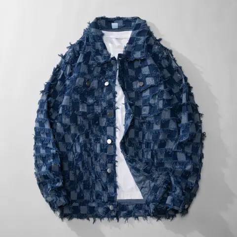 Fall Winter Cowboy Jacket Men Loose Burrs Denim Men