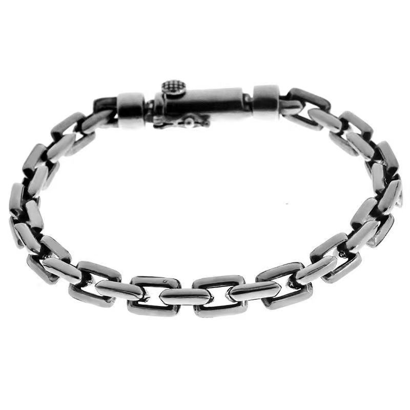 Title 2, S925 Pure Silver Bolt Bracelet Interlocking Retro