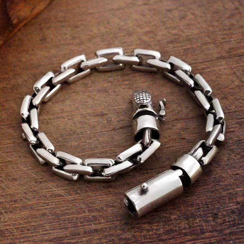 Title 3, S925 Pure Silver Bolt Bracelet Interlocking Retro