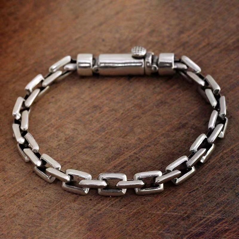 Title 4, S925 Pure Silver Bolt Bracelet Interlocking Retro