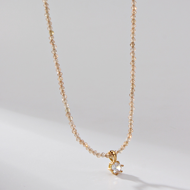 Champagne Zircon Simple Temperament Entry Lux All-match Necklace For Women