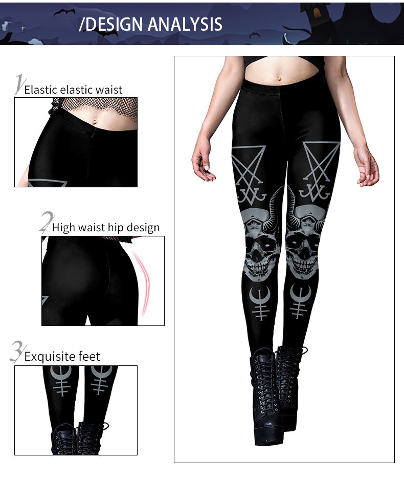 Title 2, Damen Gothic Style bedruckte Yoga Leggings Fitn...