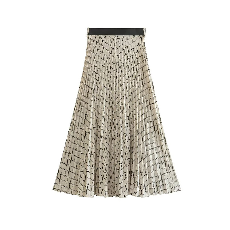 Spring New Geometric Pattern Printed Shirt With Belt Printed Dress