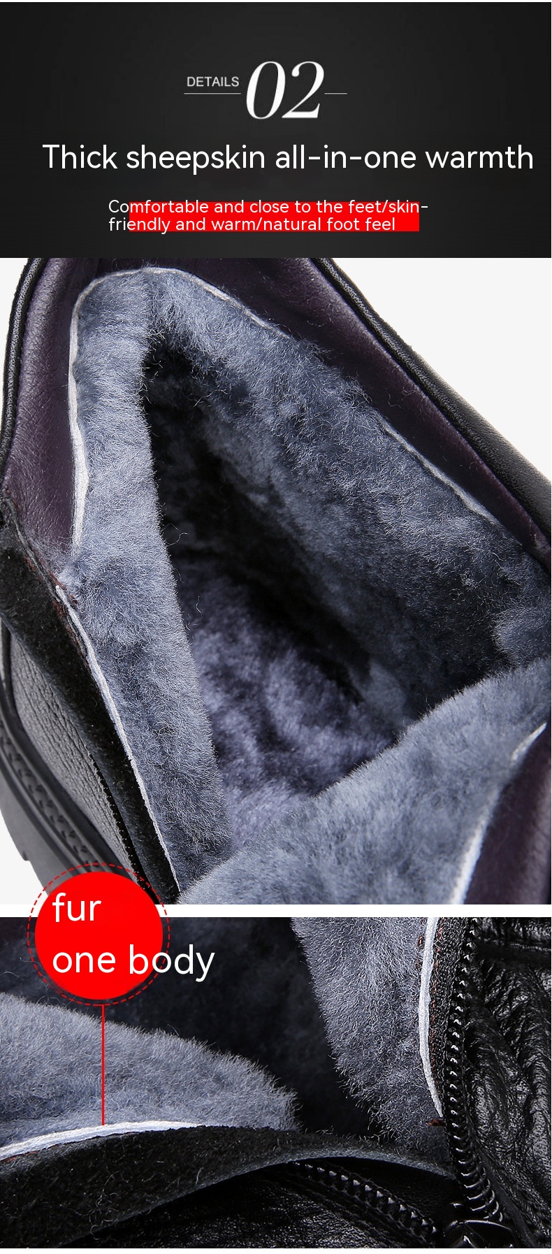 Winter Wool Cotton Fleece-lined Warm Genuine Leather Northeast Leather Shoes - Image 10