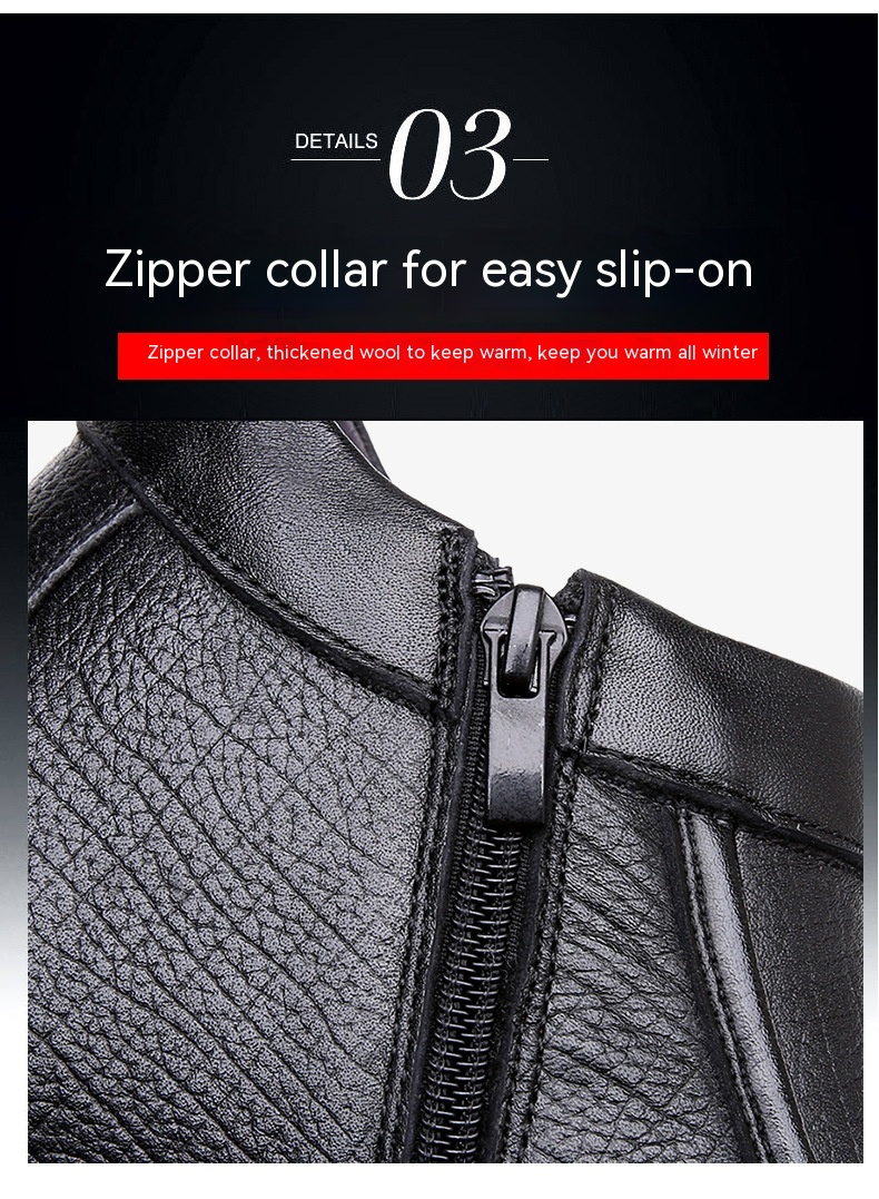 Winter Wool Cotton Fleece-lined Warm Genuine Leather Northeast Leather Shoes - Image 13