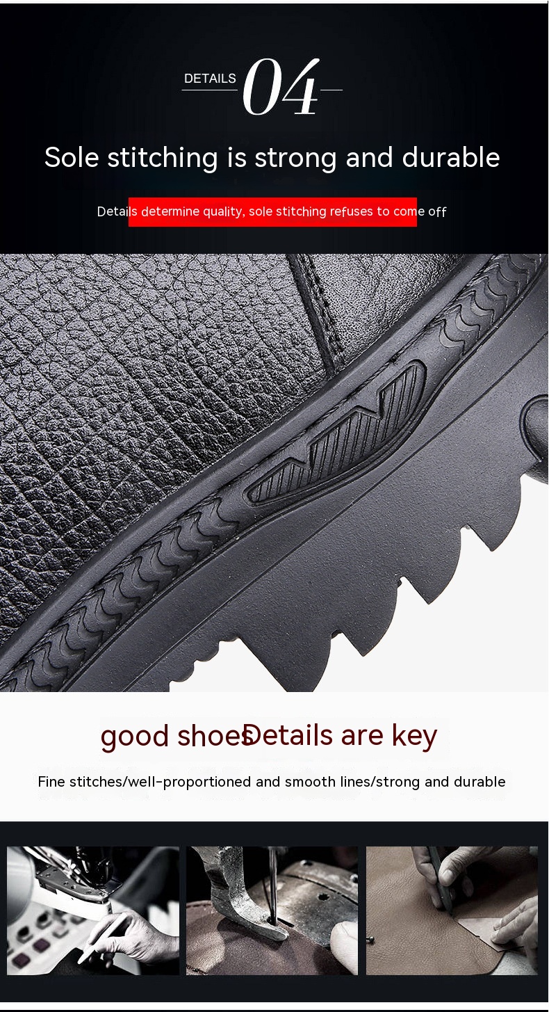 Winter Wool Cotton Fleece-lined Warm Genuine Leather Northeast Leather Shoes - Image 11