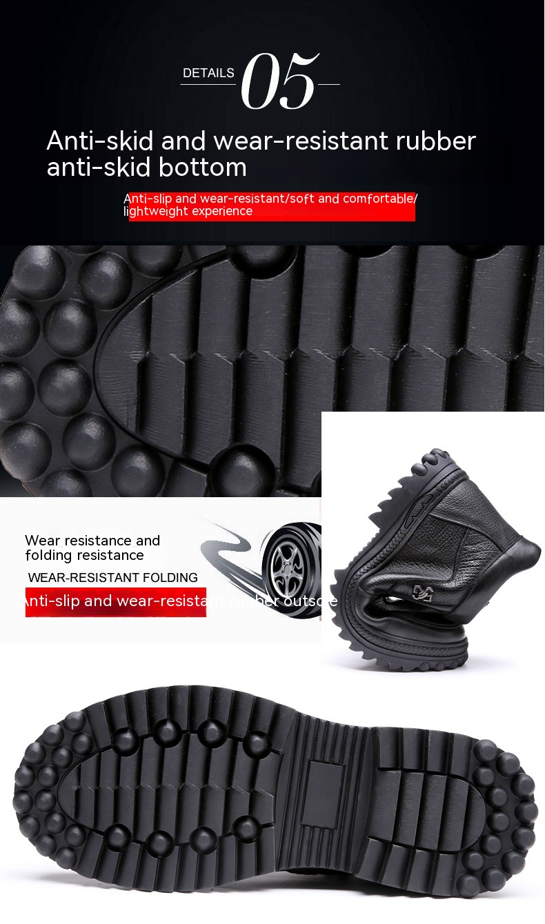 Winter Wool Cotton Fleece-lined Warm Genuine Leather Northeast Leather Shoes - Image 4