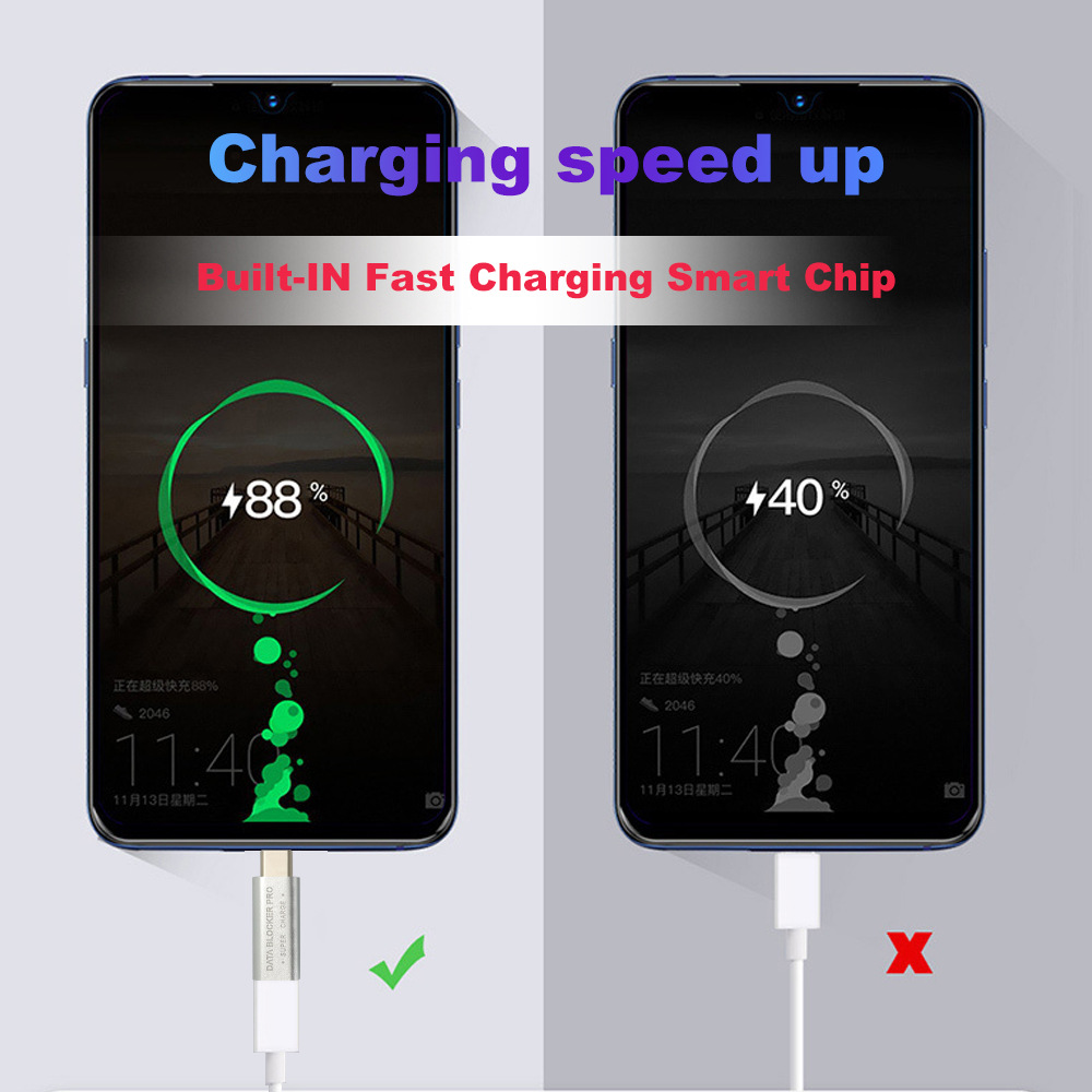 USB-C Anti-theft Swiping Appearance Aluminum Alloy Material Supports Fast Charging And Blocking Data