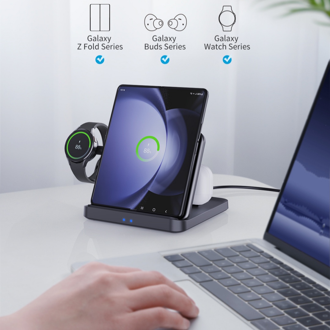 Three-in-one Wireless Charger Foldable Desktop Bracket - Image 3