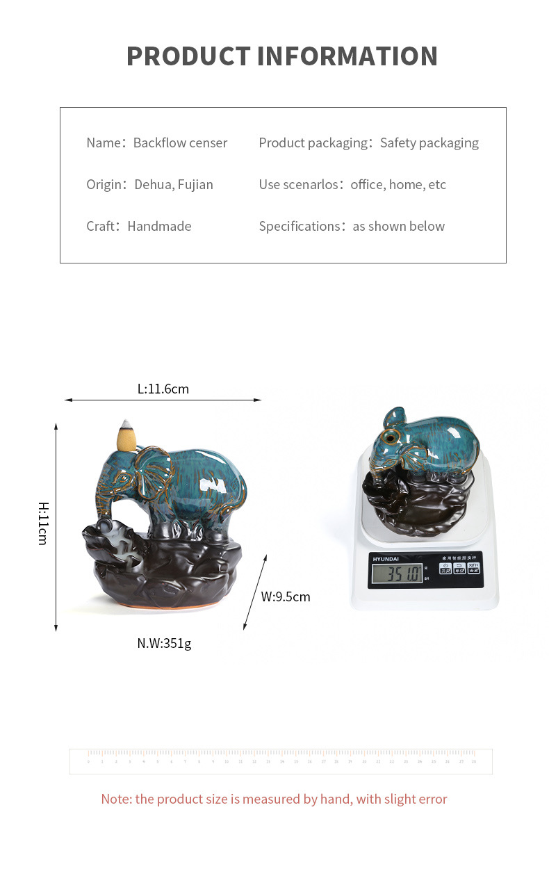 Title 2, Ceramic Lotus Backflow Smoked Elephant Incense ...