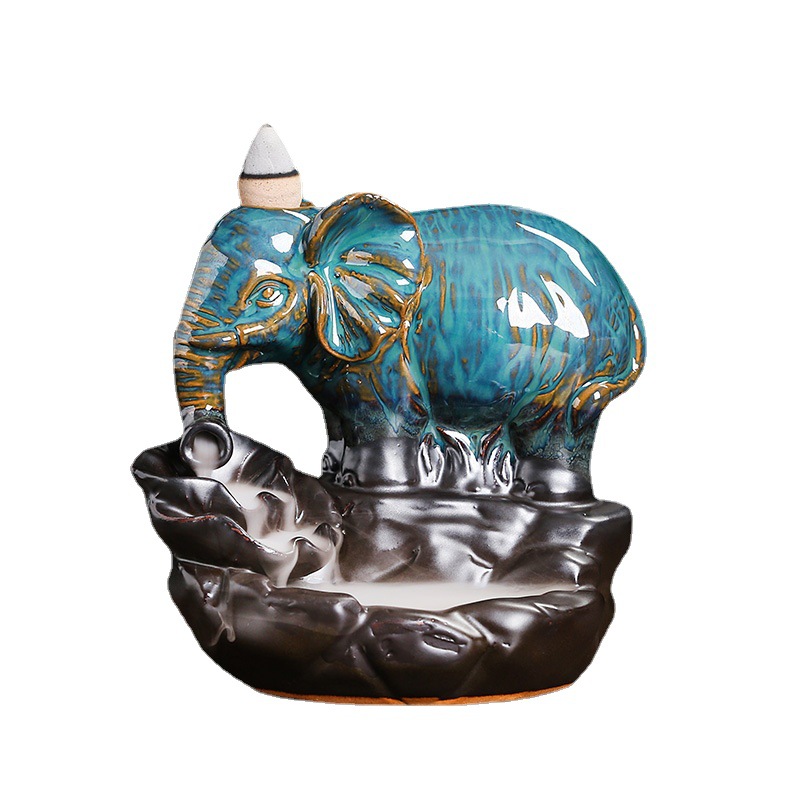 Title 4, Ceramic Lotus Backflow Smoked Elephant Incense ...