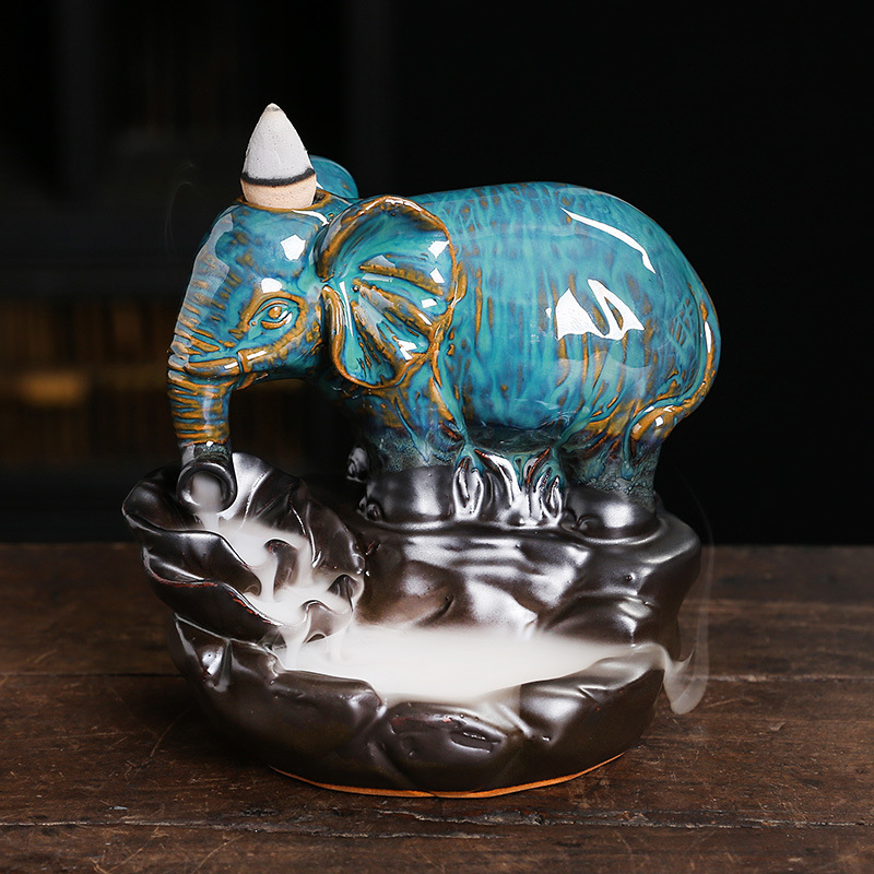 Title 7, Ceramic Lotus Backflow Smoked Elephant Incense ...