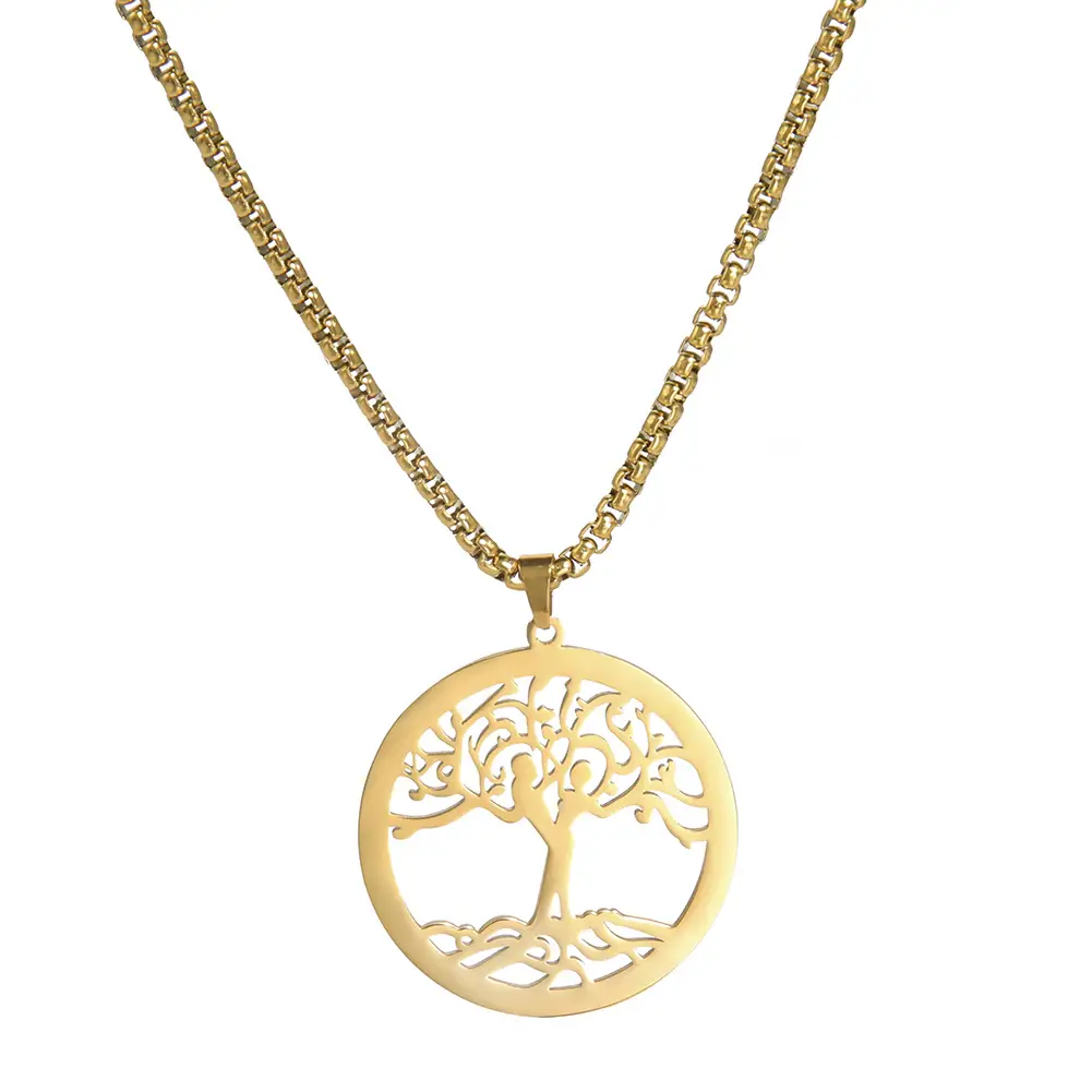 Titanium Steel Popular New Lovers Love World Tree Necklace Hollowed Fashion Stainless Steel Sweater Chain All-matching Accessories