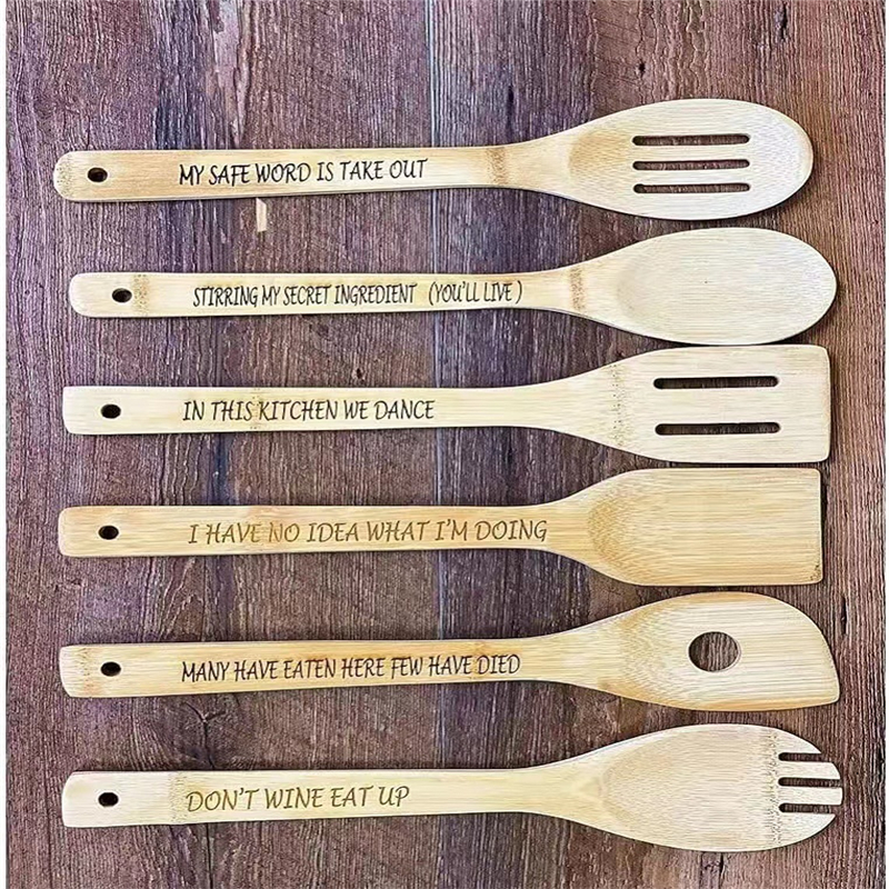 Title 2, Wooden Spoon 6 Pieces Set for cooking and servi...