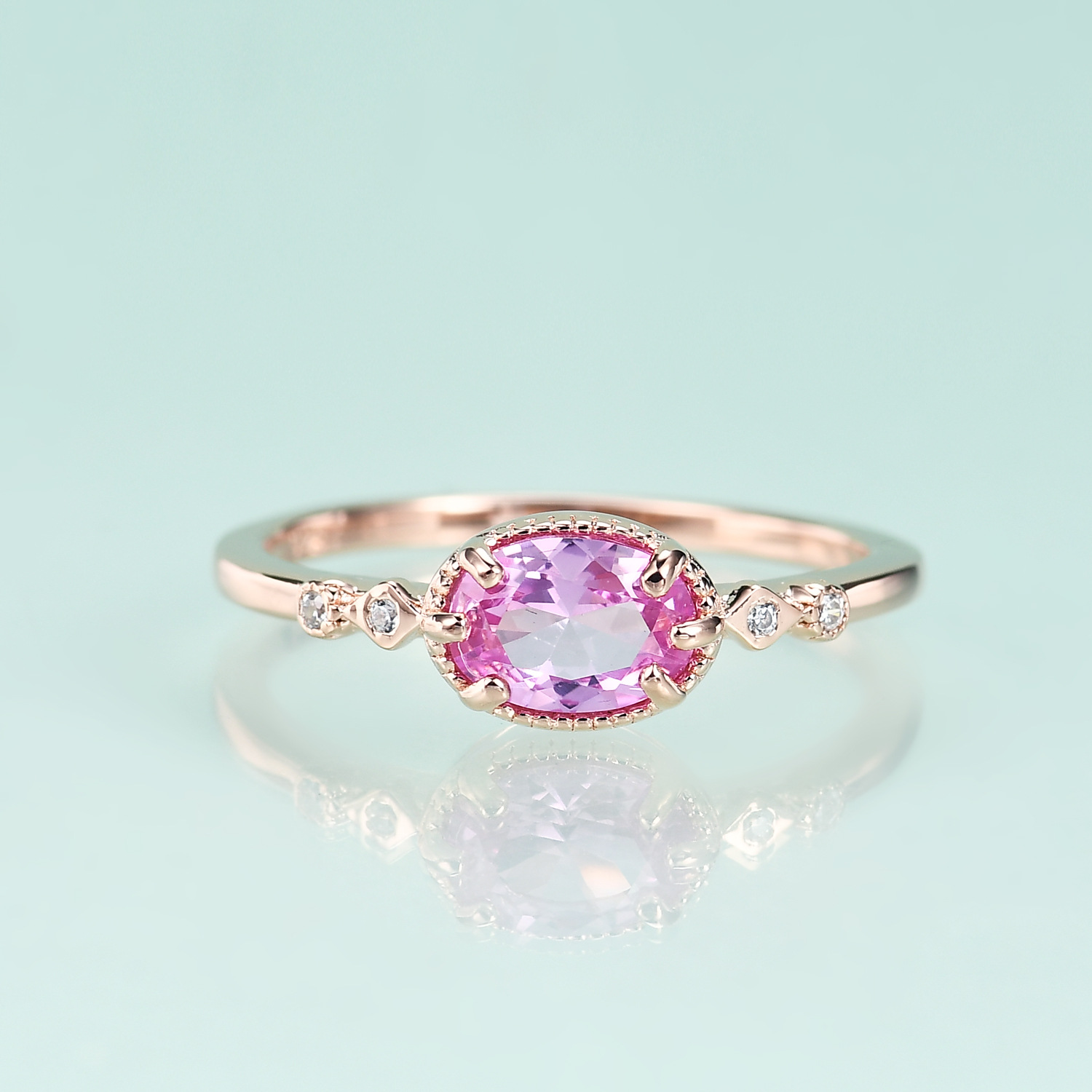 S925 Sterling Silver Inlaid Corundum Ring