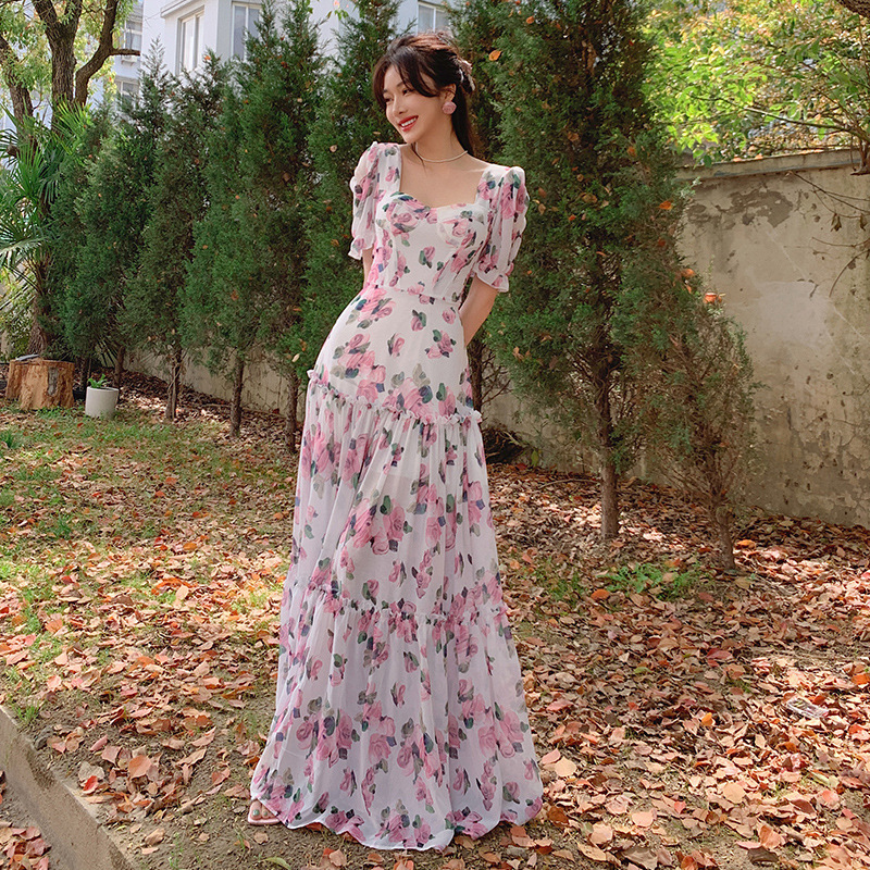 Floral Puff-Sleeve A-Line Dress, picture 8 of 9