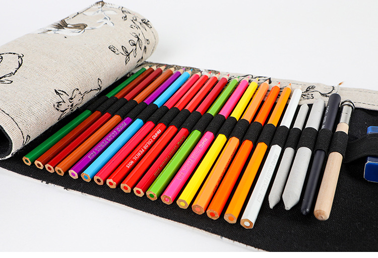 Japanese Printed Canvas High-capacity Rolling Pencil Case