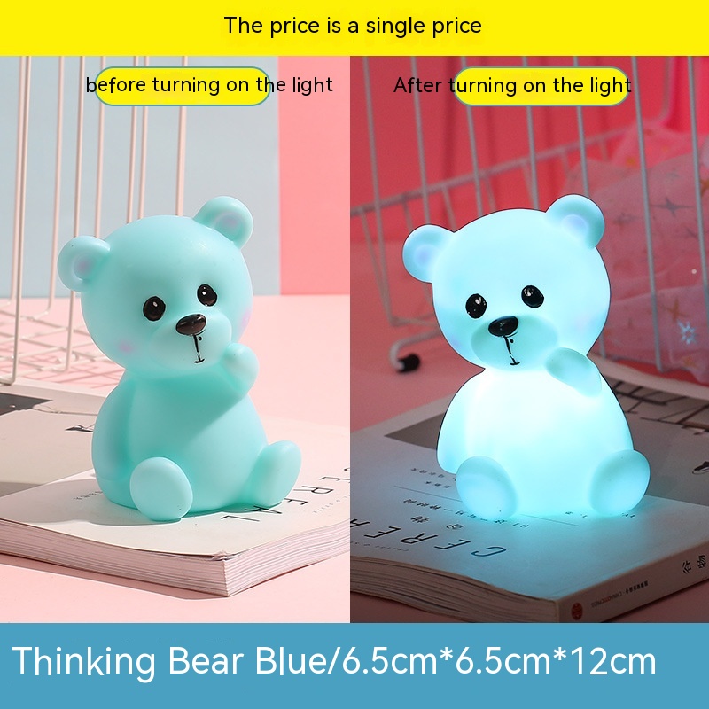 Cute Children's Luminous Thinking Bear Small Night Lamp
