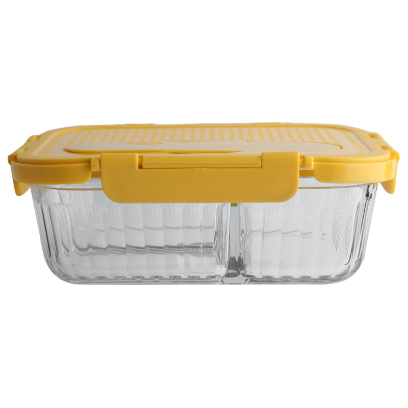 Vertical Pattern Borosilicate Glass Lunch Box Microwave Oven Partition Freshness Bowl - Image 5