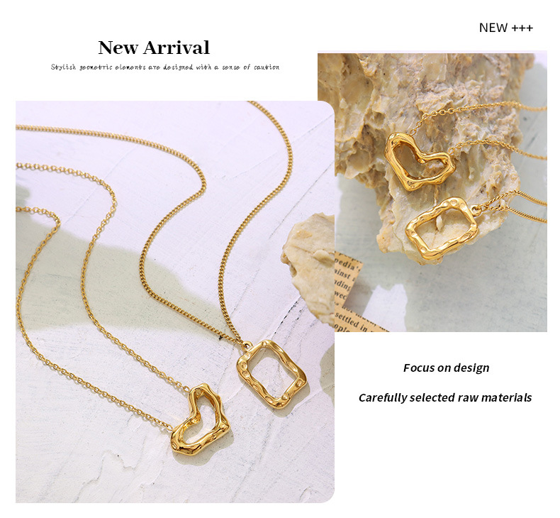 Qixi Women's Peach Heart Pendant Titanium Steel Necklace