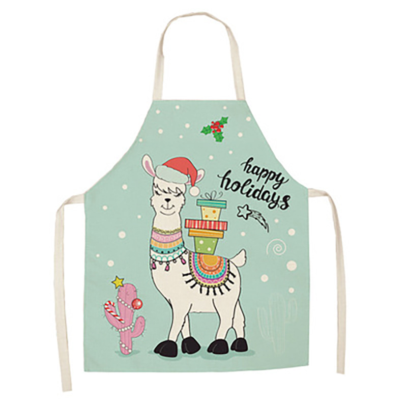 Title 4, Cartoon Alpaca Cactus Cotton Linen Apron