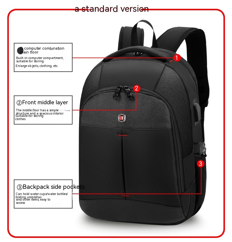 Title 2, Mens Backpack Laptop Bag USB Charging Waterpro...