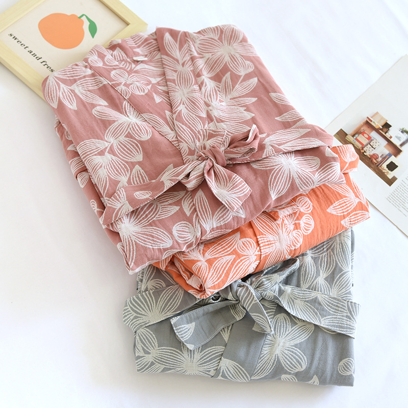 Title 7, Double-layer Gauze Jacquard Pure Cotton Bathrob...