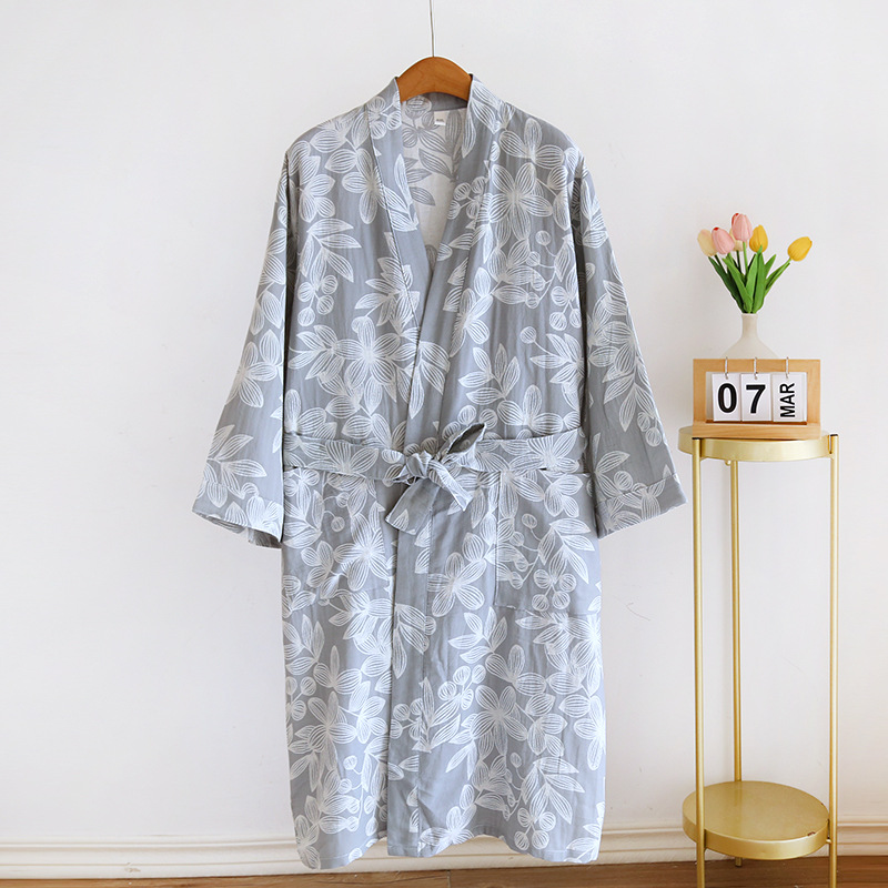 Title 19, Double-layer Gauze Jacquard Pure Cotton Bathrob...