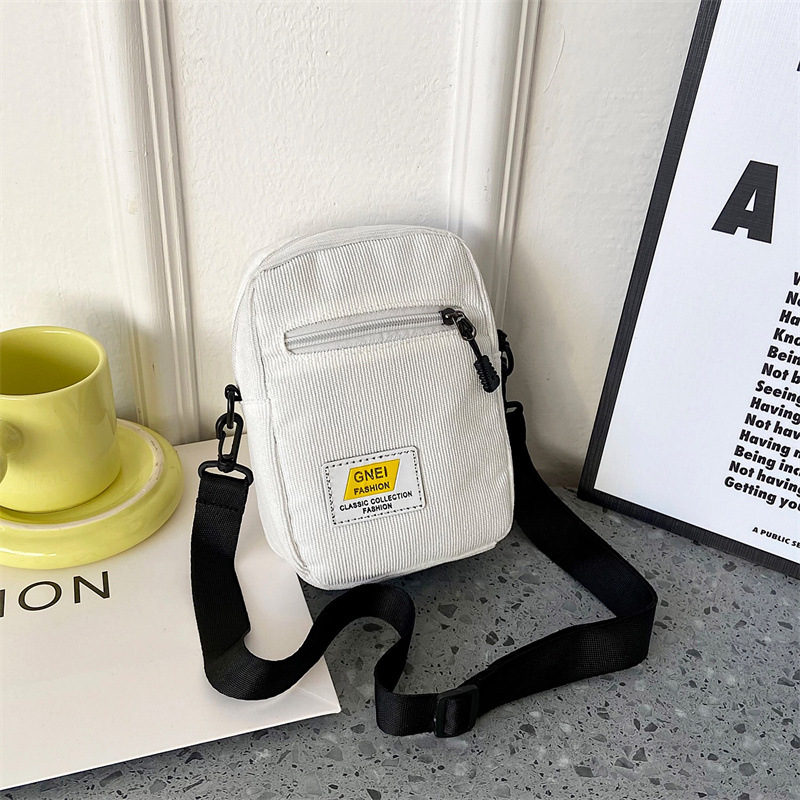 Japanese Corduroy Simple Mobile Phone Change Small Square Bag — foto 11