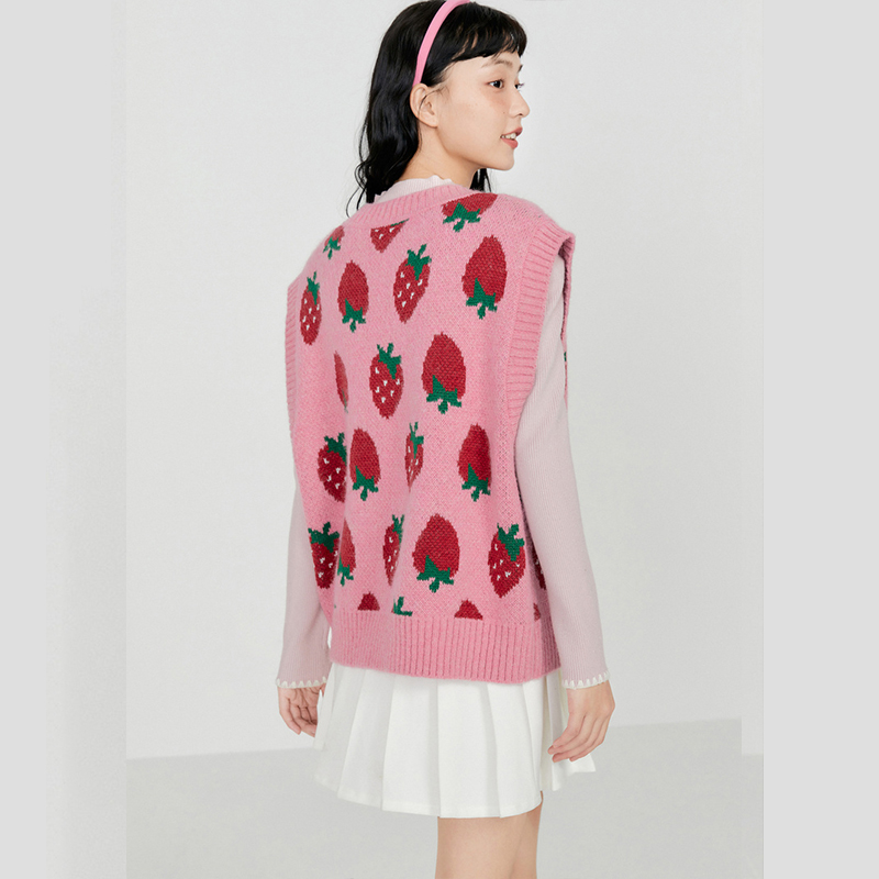 Sweet Inner Wear Blouse Vest Spring New V-neck Sweater Vest Women's Loose Sweater