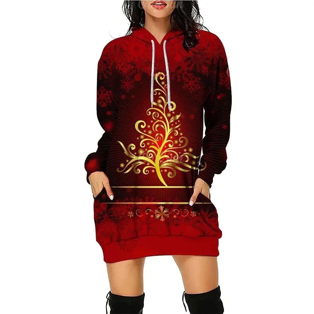 3D Printed T-shirt Long Sweater Female Dress